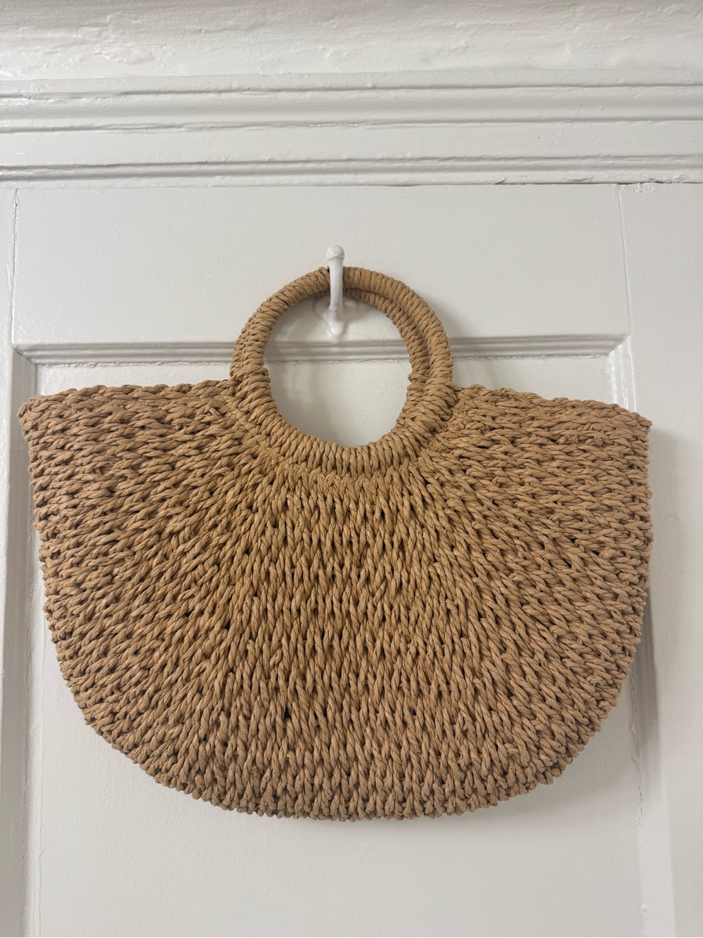 Handmade Round-Handle Straw Tote